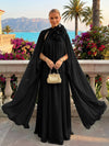 Chiffon A-Line Halter Formal Tent/ Trapeze Dresses with Long Caps
