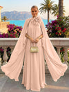 Chiffon A-Line Halter Formal Tent/ Trapeze Dresses with Long Caps
