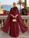 Chiffon A-Line Halter Formal Tent/ Trapeze Dresses with Long Caps