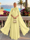 Chiffon A-Line Halter Formal Tent/ Trapeze Dresses with Long Caps