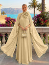 Chiffon A-Line Halter Formal Tent/ Trapeze Dresses with Long Caps
