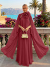 Chiffon A-Line Halter Formal Tent/ Trapeze Dresses with Long Caps