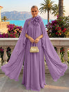 Chiffon A-Line Halter Formal Tent/ Trapeze Dresses with Long Caps
