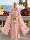 Chiffon A-Line Halter Formal Tent/ Trapeze Dresses with Long Caps