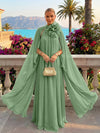 Chiffon A-Line Halter Formal Tent/ Trapeze Dresses with Long Caps