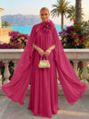 Chiffon A-Line Halter Formal Tent/ Trapeze Dresses with Long Caps