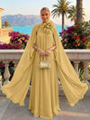 Chiffon A-Line Halter Formal Tent/ Trapeze Dresses with Long Caps
