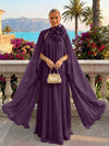 Chiffon A-Line Halter Formal Tent/ Trapeze Dresses with Long Caps