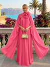 Chiffon A-Line Halter Formal Tent/ Trapeze Dresses with Long Caps