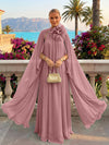 Chiffon A-Line Halter Formal Tent/ Trapeze Dresses with Long Caps