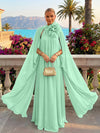 Chiffon A-Line Halter Formal Tent/ Trapeze Dresses with Long Caps