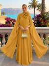 Chiffon A-Line Halter Formal Tent/ Trapeze Dresses with Long Caps