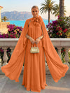 Chiffon A-Line Halter Formal Tent/ Trapeze Dresses with Long Caps