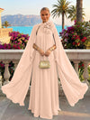 Chiffon A-Line Halter Formal Tent/ Trapeze Dresses with Long Caps
