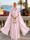 Chiffon A-Line Halter Formal Tent/ Trapeze Dresses with Long Caps