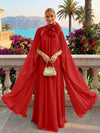 Chiffon A-Line Halter Formal Tent/ Trapeze Dresses with Long Caps