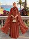 Chiffon A-Line Halter Formal Tent/ Trapeze Dresses with Long Caps
