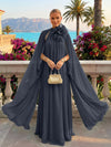 Chiffon A-Line Halter Formal Tent/ Trapeze Dresses with Long Caps