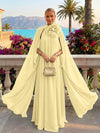 Chiffon A-Line Halter Formal Tent/ Trapeze Dresses with Long Caps