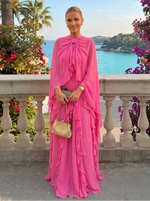 Chiffon Sheath Crew Neck Caps Formal Dresses