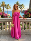 Satin Sheath Strapless 3D Flowers Formal Dresses