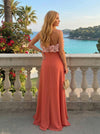Satin Sheath Halter Ruffles Formal Dresses
