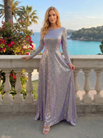 Sequin A-Line Crew Neck Glitter Wedding Guest Dresses