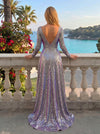 Sequin A-Line Crew Neck Glitter Wedding Guest Dresses