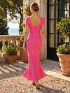 Jersey Sheath Asymmetric Neck Mother of the Bride Dresses with 3D Flowers