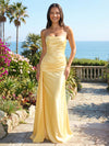 Satin Mermaid Strapless Wedding Guest Dresses with Sash