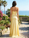 Satin Mermaid Strapless Wedding Guest Dresses with Sash