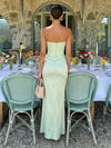 Satin Mermaid Strapless Formal Dresses with Corset