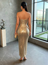 Sequin Sheath Spaghetti Straps Formal Dresses with Beadings