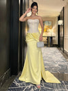 Satin Mermaid Strapless Long Corset Mixed Formal Dresses