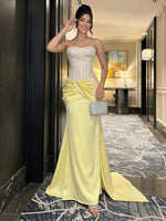 Satin Mermaid Strapless Long Corset Mixed Formal Dresses