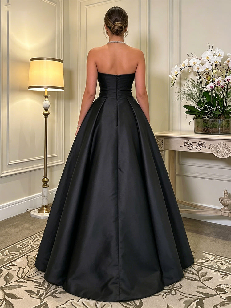 Satin A-Line Sweetheart Formal Dresses with 3D Flowers