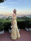 Jacquard A-Line Asymmetric Neck Floral Formal Dresses