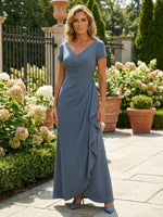 Satin A-Line V Neck Ruffles Mother of the Bride Dresses
