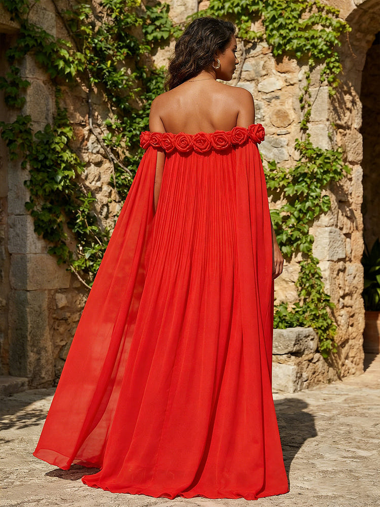 Chiffon A-Line Strapless Pleated Formal Dresses