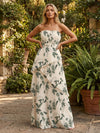 Chiffon A-Line Strapless Floral Formal Dresses