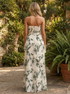 Chiffon A-Line Strapless Floral Formal Dresses