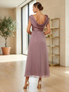 Chiffon A-Line Cowl Neck Formal Dresses with 3D Flowers