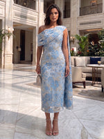 Jacquard Sheath One Shoulder Floral Formal Dresses