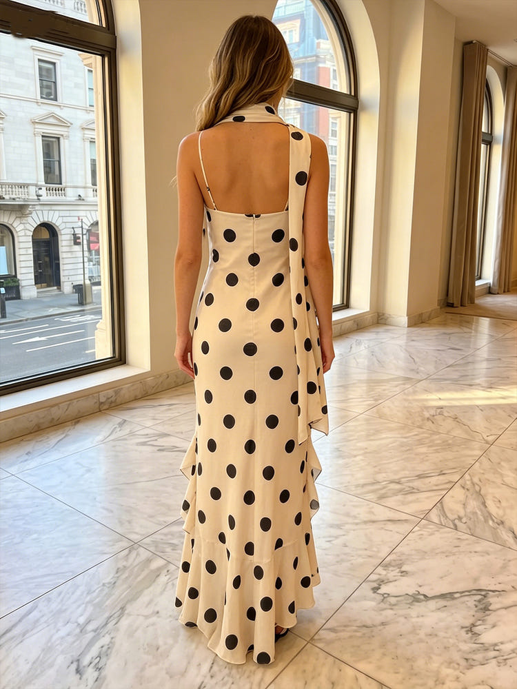 Chiffon Sheath Sweetheart Polka Dot Formal Dresses
