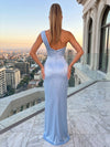 Satin Mermaid One Shoulder Pleated Formal Dresses