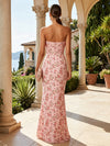 Chiffon Mermaid Strapless Floral Print Formal Dresses