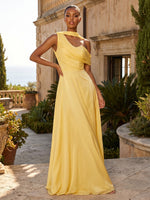 Chiffon A-Line One Shoulder Wedding Guest Dresses with Scarf