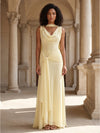 Chiffon A-Line Cowl Neck Wedding Guest Dresses with Scarf