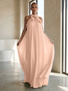 Chiffon A-Line Halter Formal Dresses with 3D Flowers