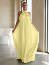 Chiffon A-Line Halter Formal Dresses with 3D Flowers
